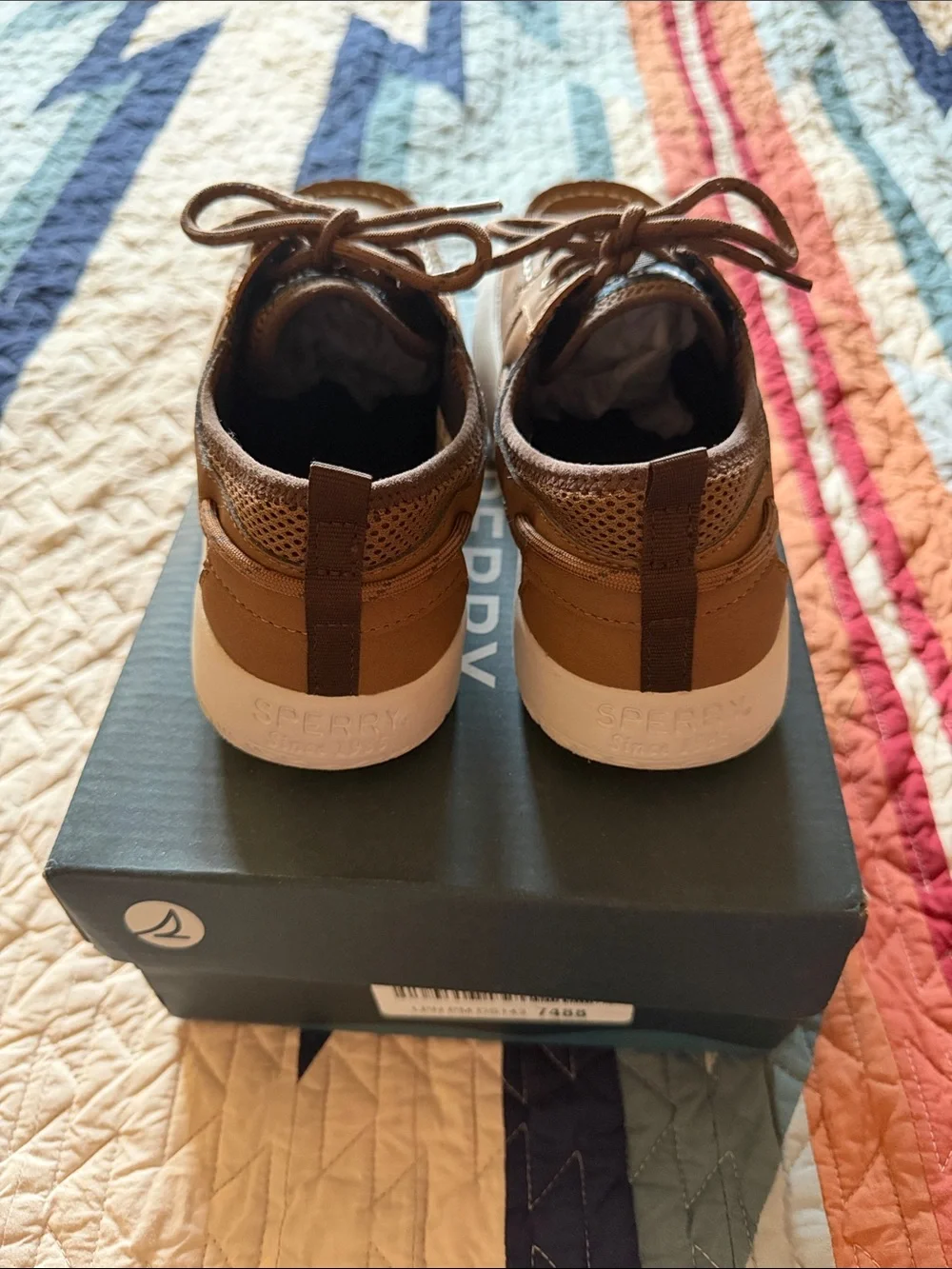 Sperry Brown Boat Shoes with White Sole